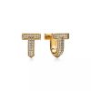 T1 Half Pavé Diamond Huggie Earrings