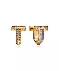 T1 Half Pavé Diamond Huggie Earrings