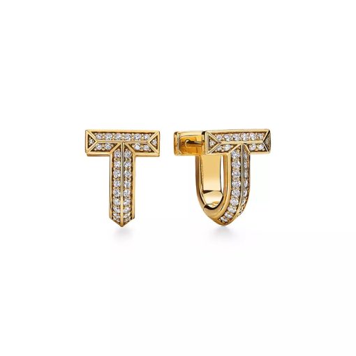 T1 Half Pavé Diamond Huggie Earrings