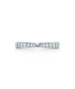 Band Ring in Platinum with Diamonds